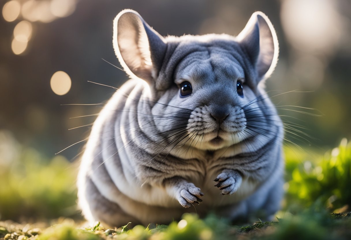 A chinchilla being gently dusted with powder to maintain its soft and fluffy fur