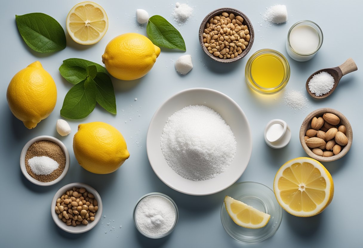 A table with common DIY ingredients, such as lemon and baking soda, and warning symbols for skin risks