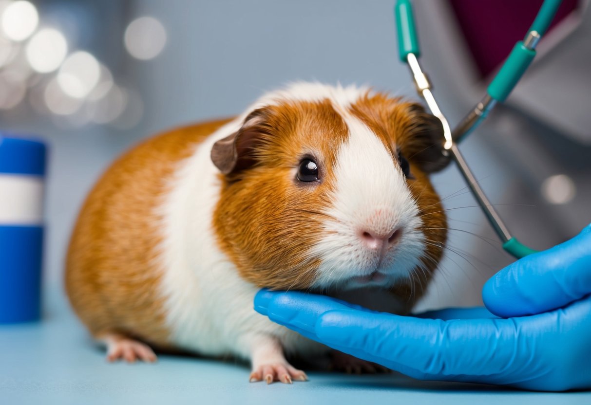 Ein älteres Meerschweinchen, das medizinisch wegen häufiger Gesundheitsprobleme behandelt wird.