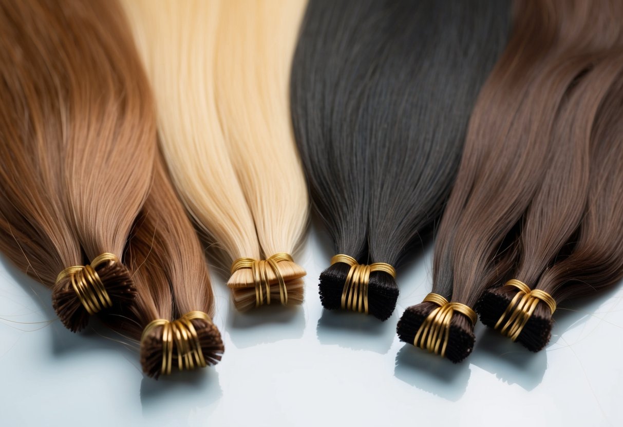 A variety of hair types, including straight, wavy, and curly, are shown next to micro-loop hair extensions for compatibility comparison