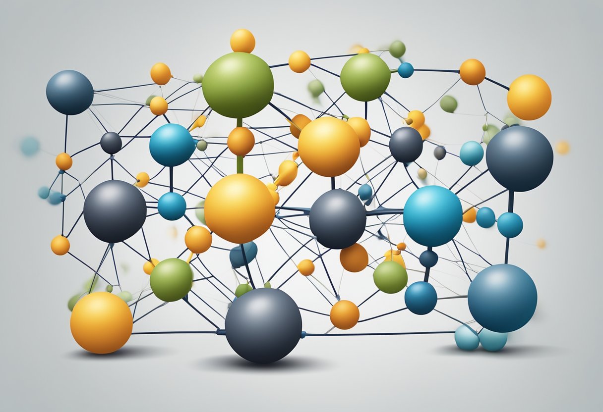 A group of diverse, interconnected shapes forming a sturdy network structure, symbolizing unshakeable support in retirement