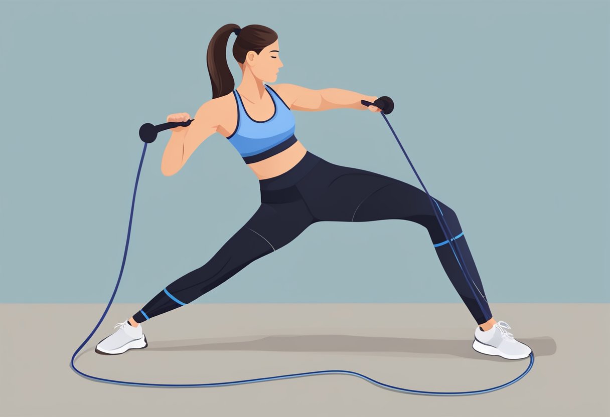 En person bruger et modstandsbånd til træning