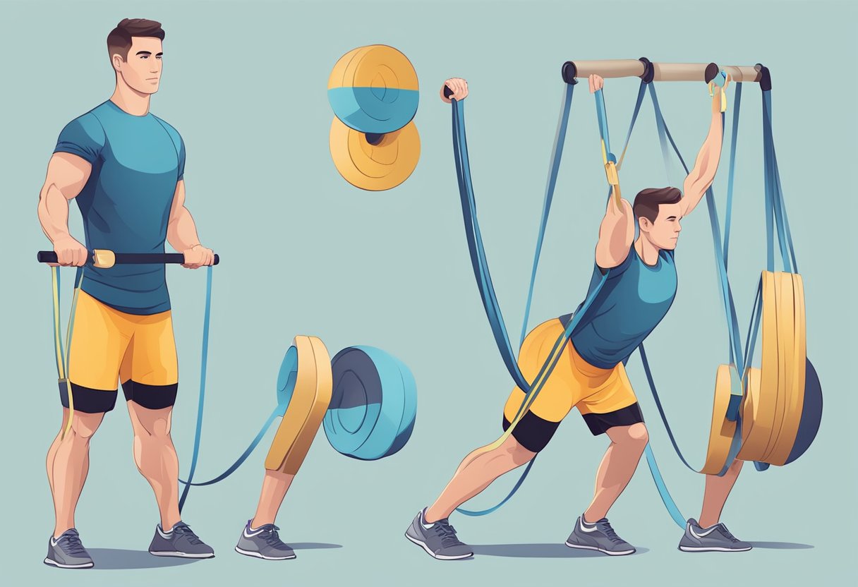 En person, der bruger et elastikbånd til modstandstræning