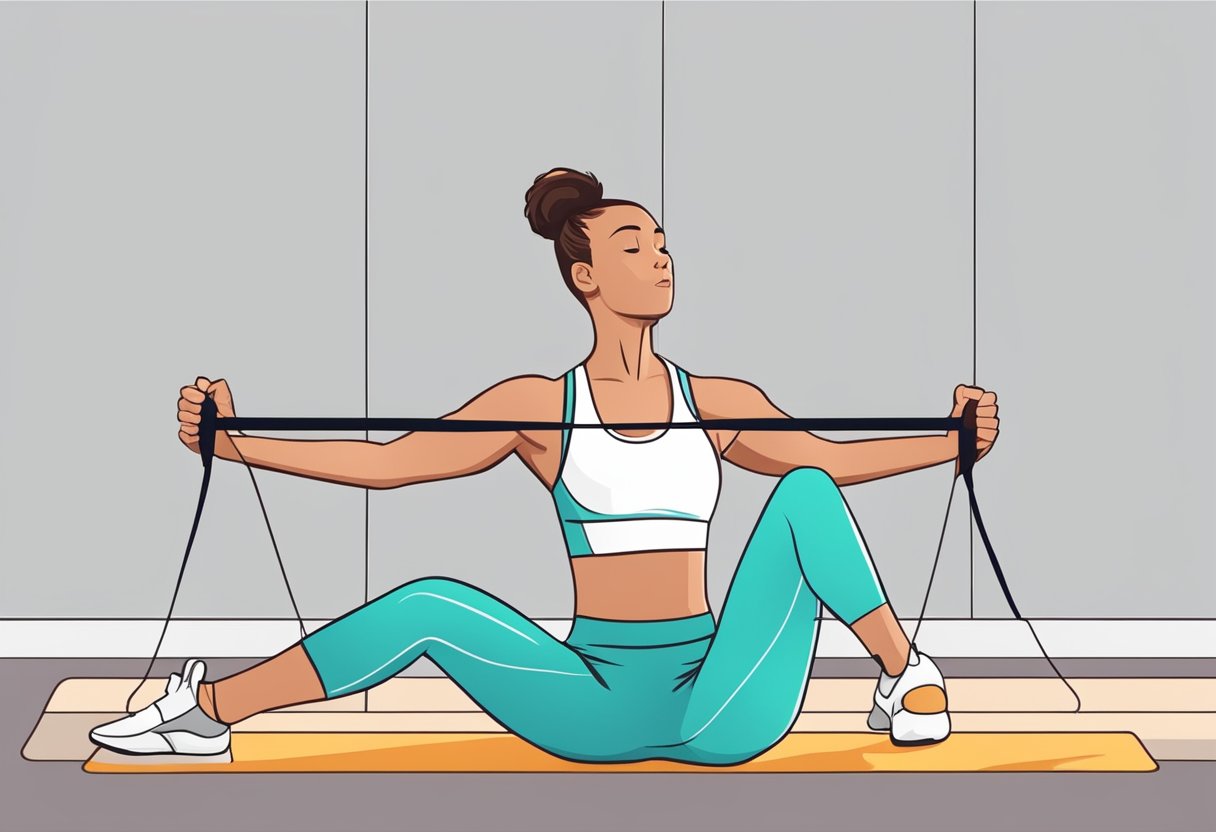 En person strækker sig med et modstandsbånd før en træning