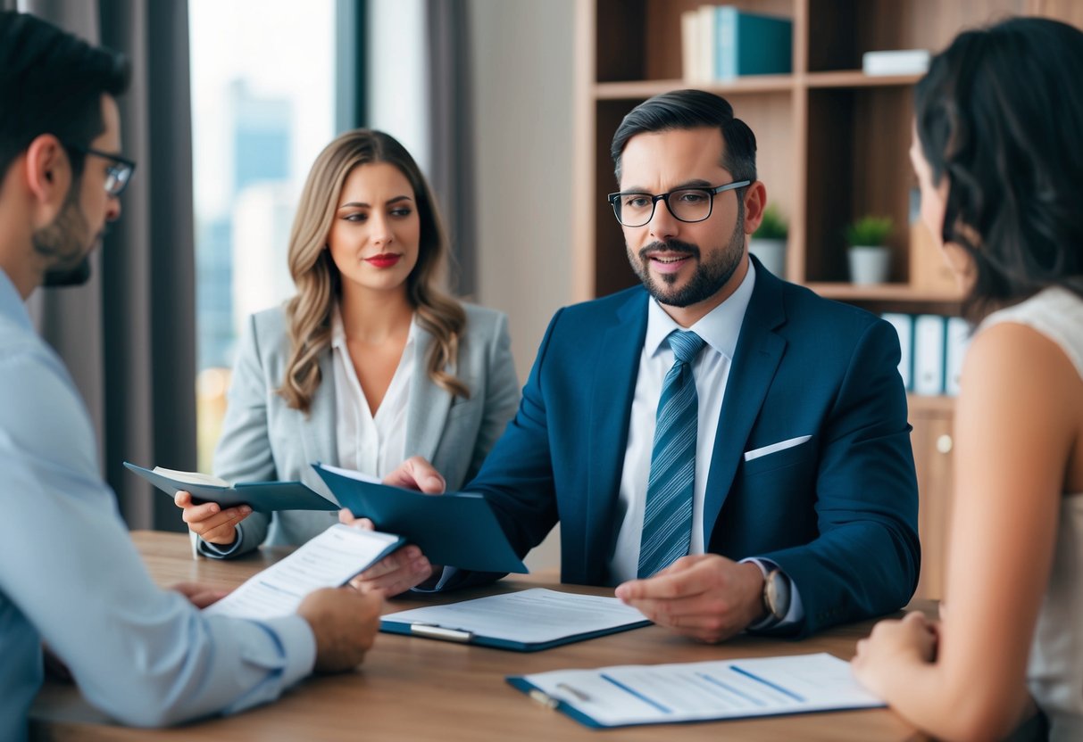 A landlord reviewing rental applications and conducting interviews with potential tenants