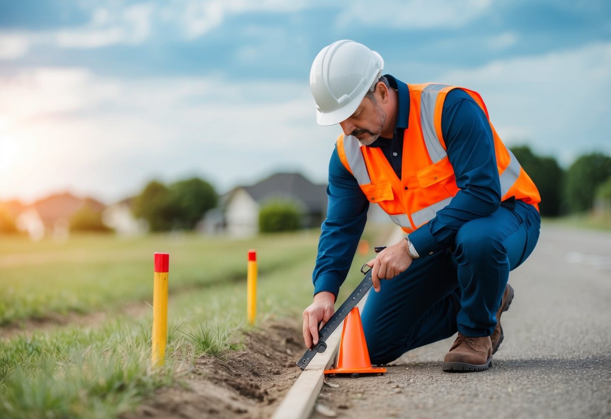 A property surveyor measuring and marking boundaries for subdivision