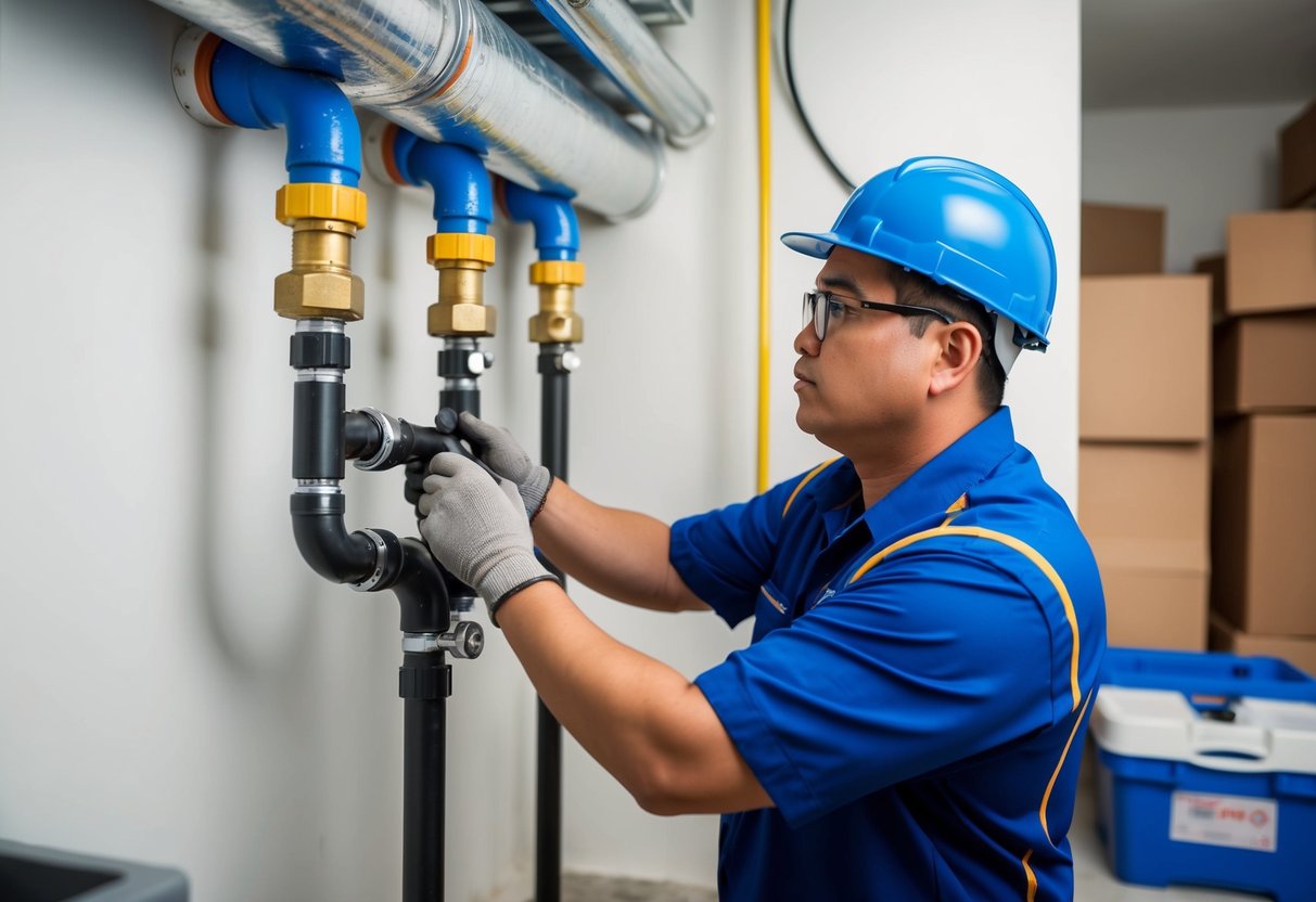 A plumber in Petaling Jaya meticulously inspects and tests each pipe and fixture for quality and workmanship standards