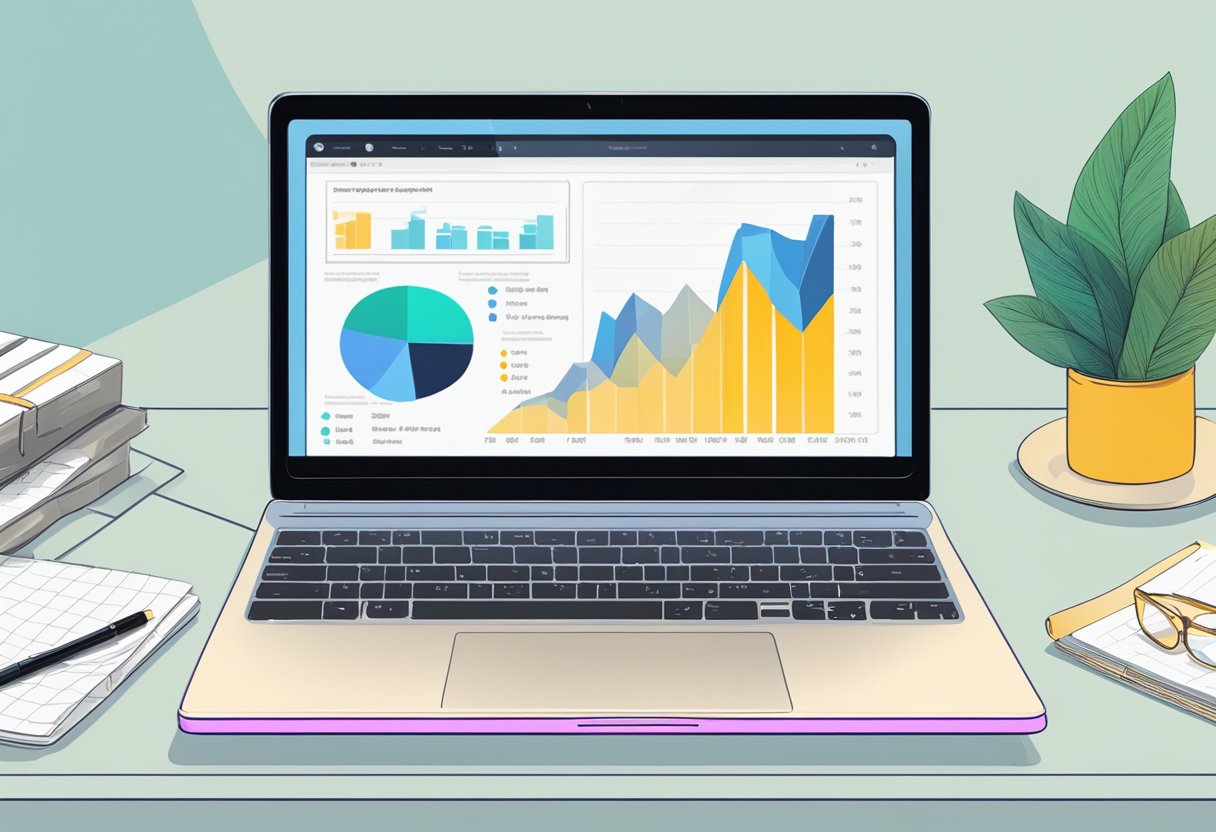 A laptop displaying a Kajabi review with pricing charts and value comparisons