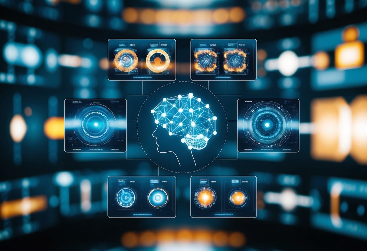 Uma variedade de plataformas gerando imagens usando inteligência artificial, cada uma exibindo saídas visuais e padrões únicos.