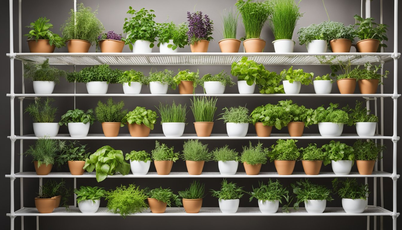 Various herb planters, hanging and vertical, showcase indoor herb gardening creativity