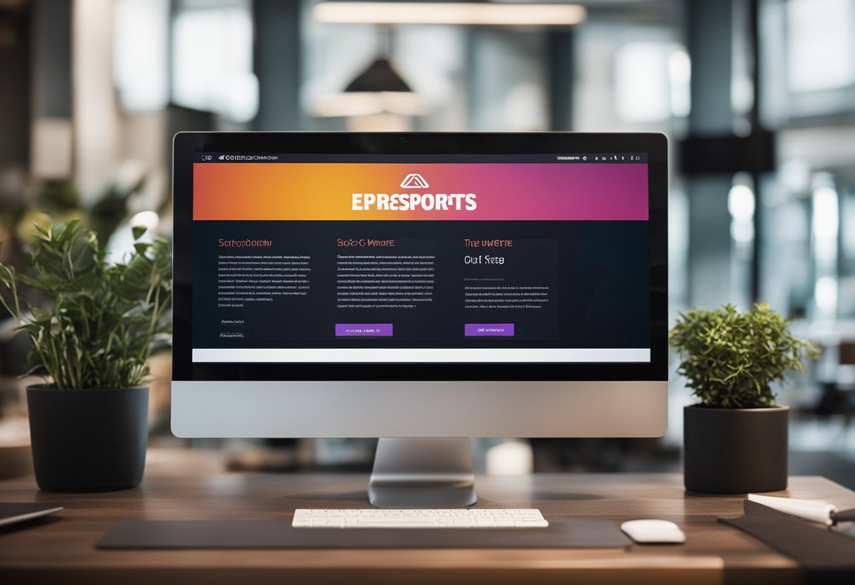 A computer screen displaying the eTrueSports Newsletter website with subscription options and a stylized logo