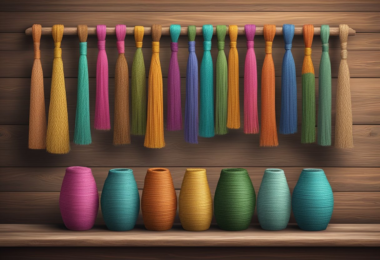 A collection of colorful rebozos from different regions of Mexico displayed on a rustic wooden table