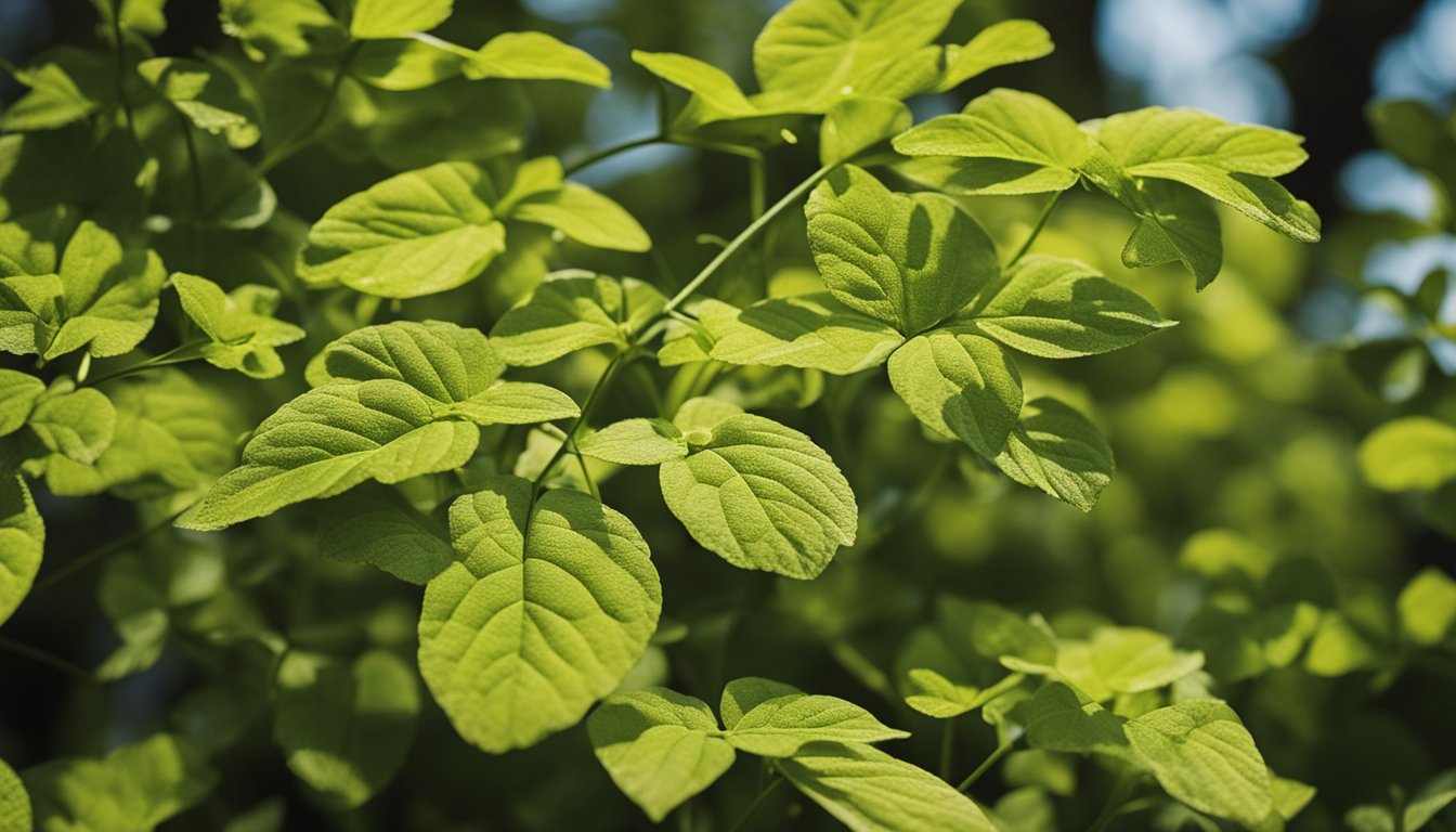 Yellowing leaves, insect damage, and fungal spots mar the herb garden. Nearby tools suggest a proactive approach to care