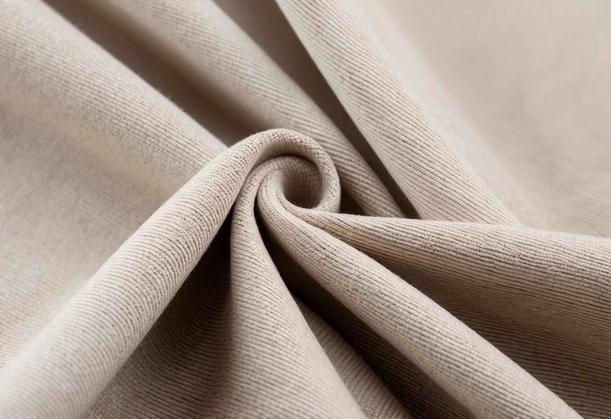 A close-up of microfiber fabric, showing its soft texture and fine fibers in a neutral color palette