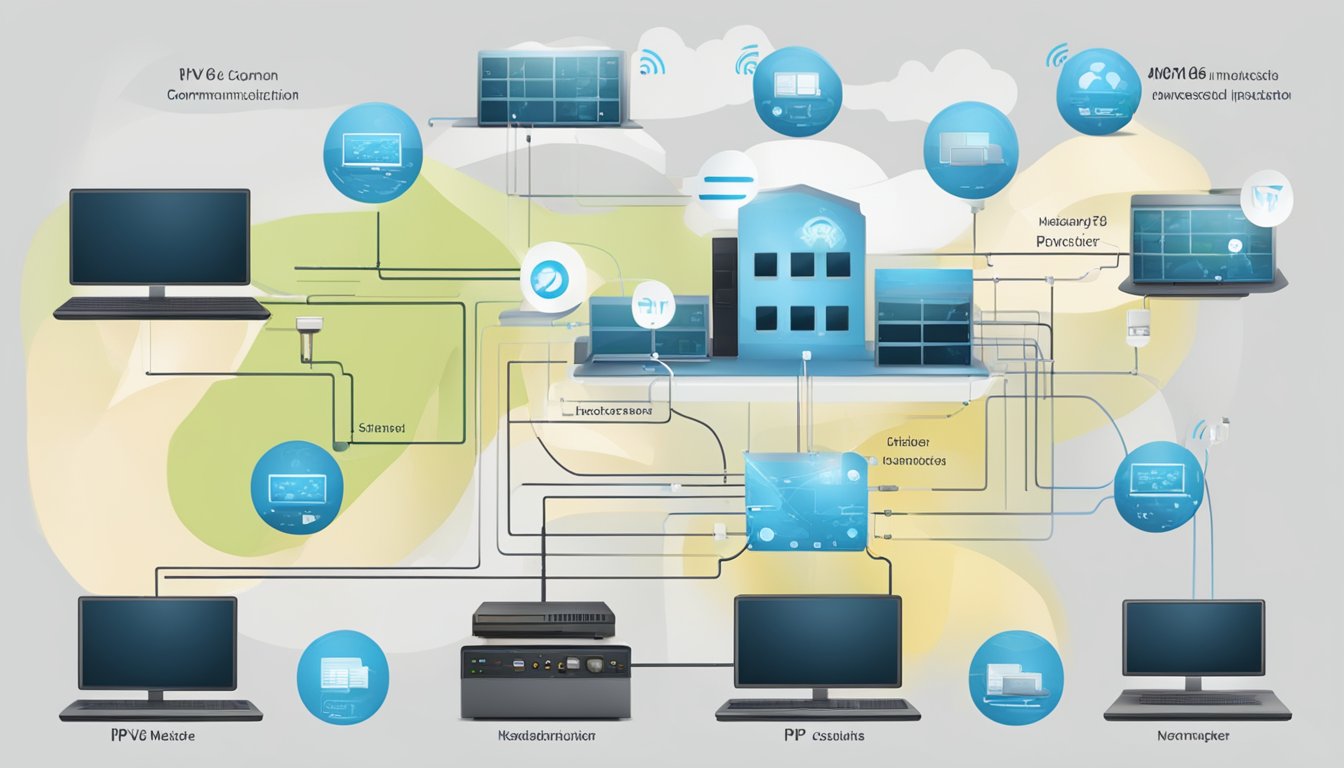 A modern home network setup with various devices connected to an IPv6-enabled router, showcasing the seamless communication and advanced features of IPv6