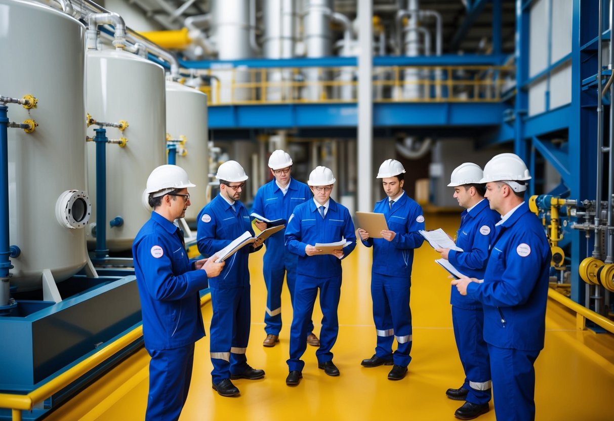 A group of inspectors conducting thorough examinations of various industrial facilities, ensuring compliance and the importance of ISO 17020 standards