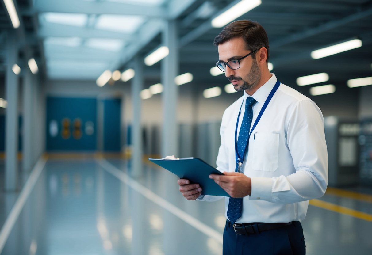 A professional auditor inspecting a facility, documenting findings and ensuring compliance with ISO 17020 standards and looking at ISO 17020 vs ISO 9001