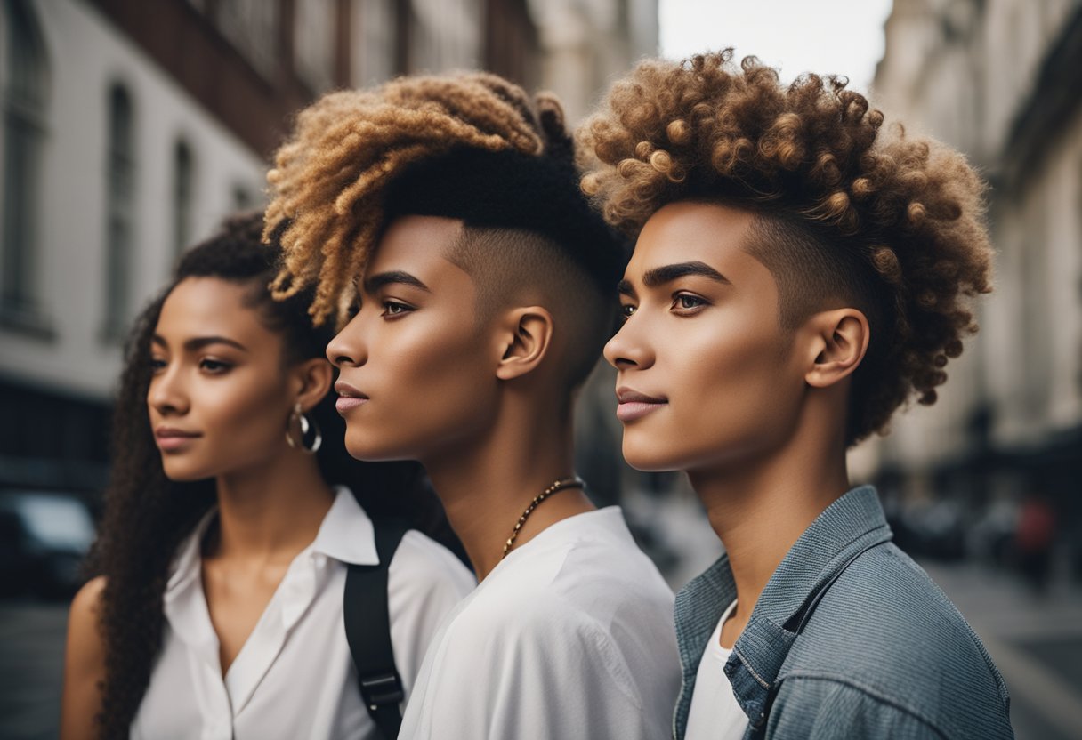 A group of young people with diverse cultural backgrounds showcasing various trendy hairstyles