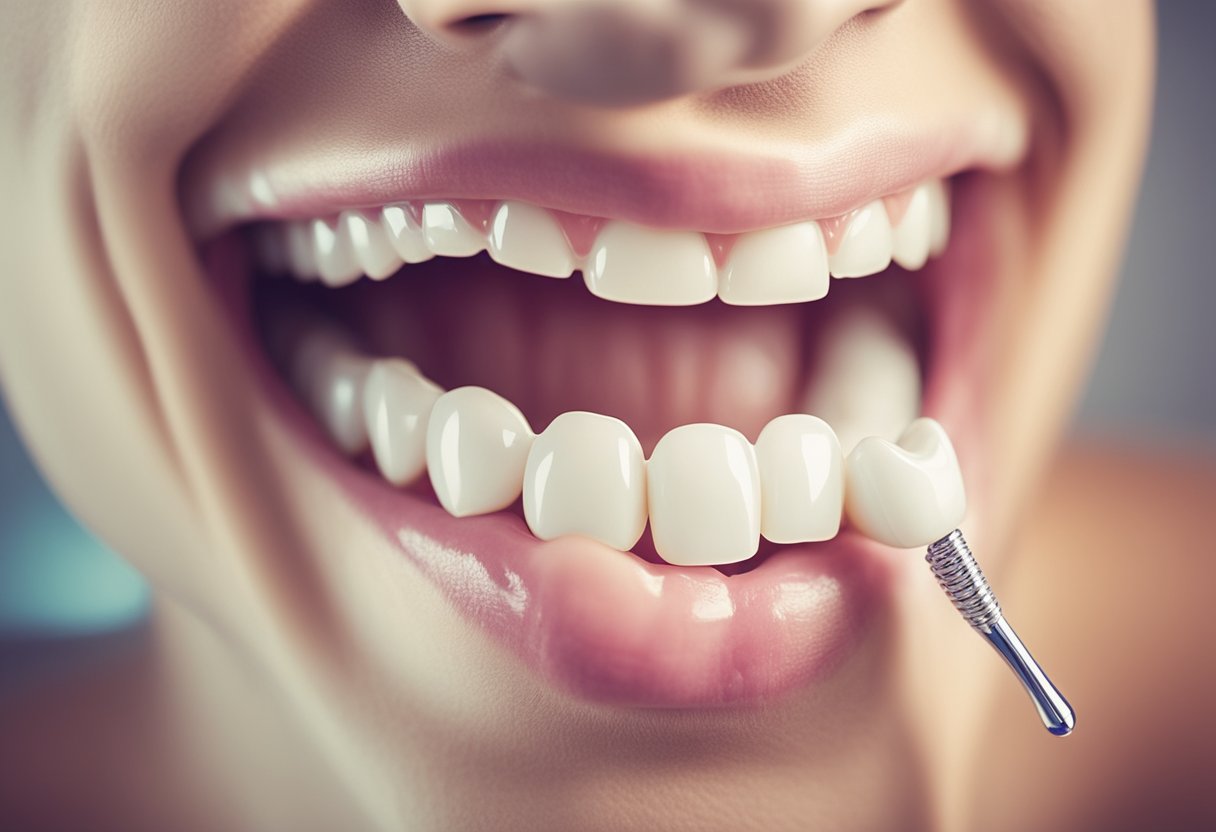 A smiling tooth surrounded by healthy gums, with a bright, clean background to represent the importance of dental health