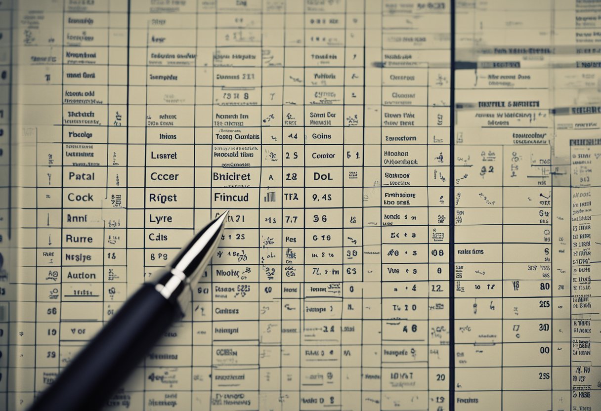 A dental chart with various tooth symbols and notes, alongside a pen and ruler