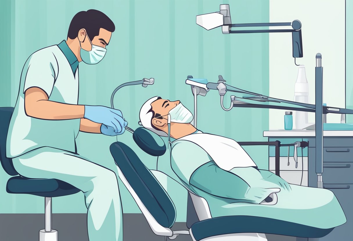 A dental crown being removed and replaced by a dentist