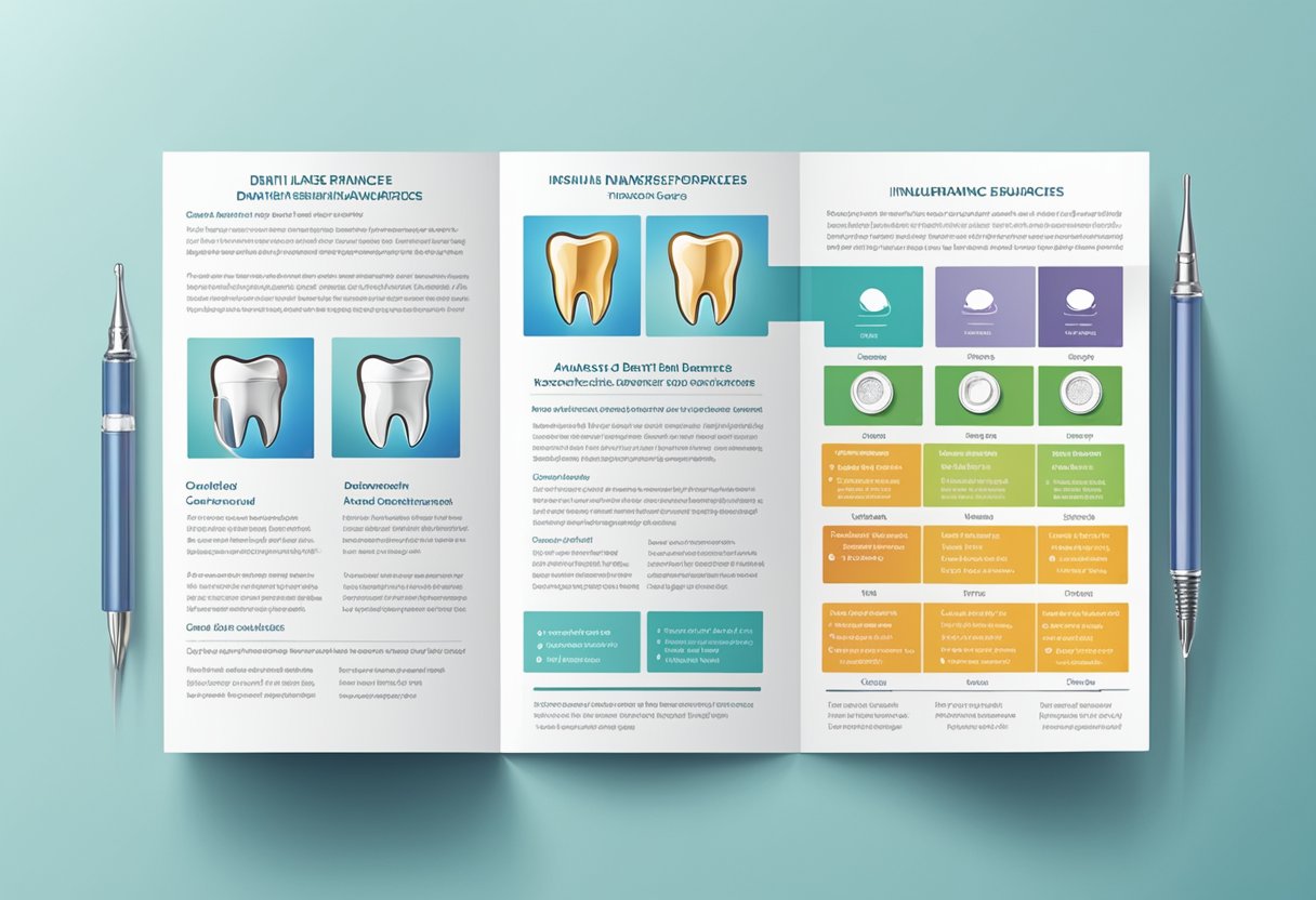 A dental insurance brochure with a clear illustration of dental implants being covered, alongside a list of covered procedures and benefits