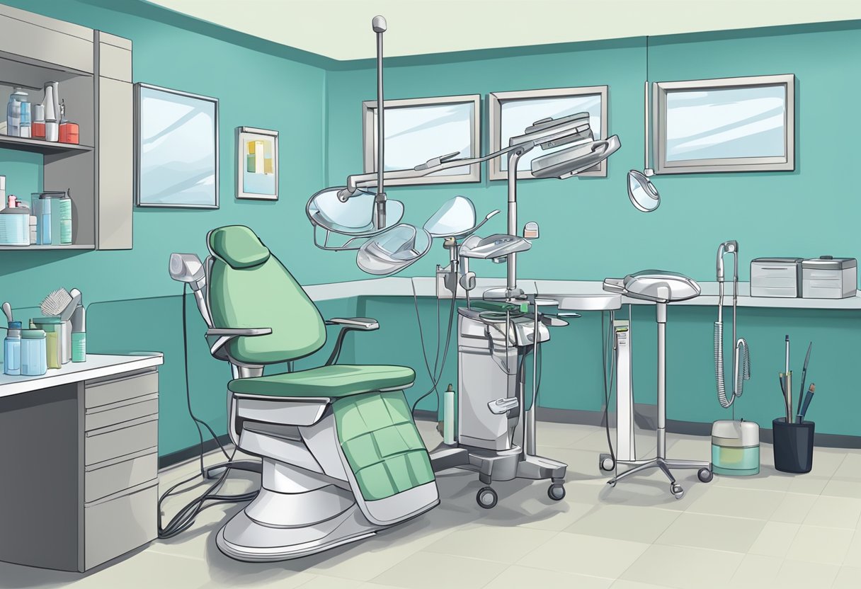 A dental assistant prepares tools and equipment for a patient's procedure