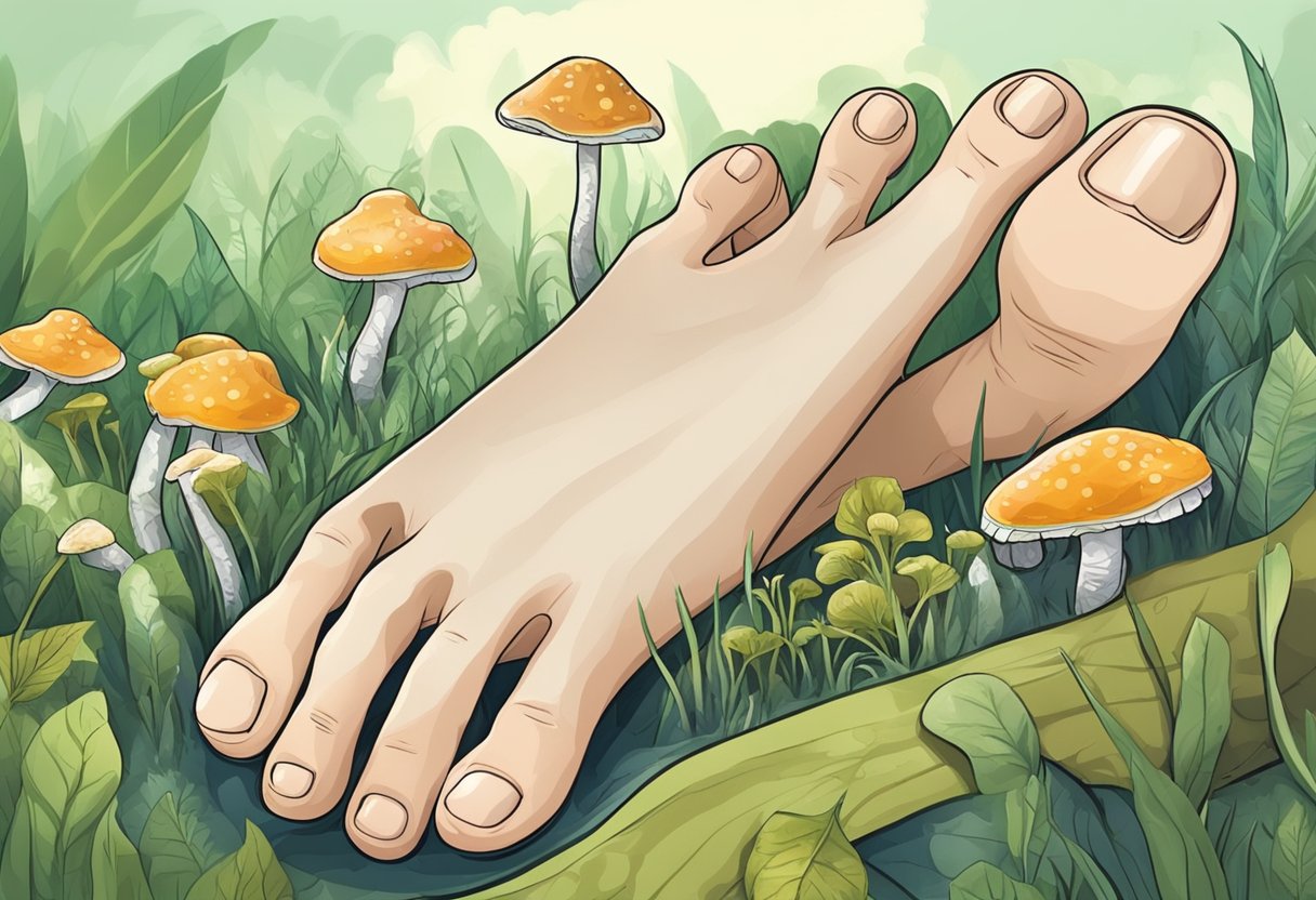 A fungus grows on a toe for several weeks, gradually spreading and causing discomfort