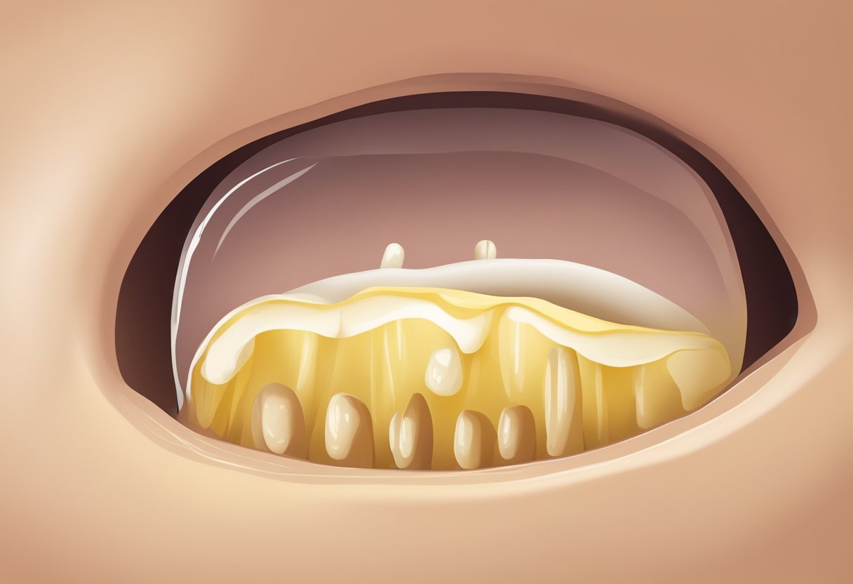 A close-up of a discolored, thickened toenail with yellowing and crumbling at the edges, surrounded by dry, flaky skin