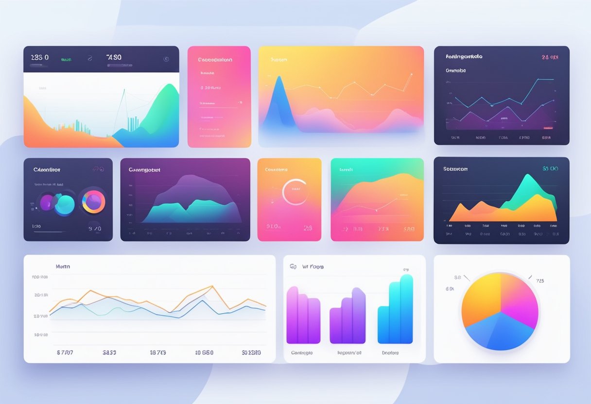 A sleek, modern dashboard interface with clear, organized data visualizations and vibrant color schemes