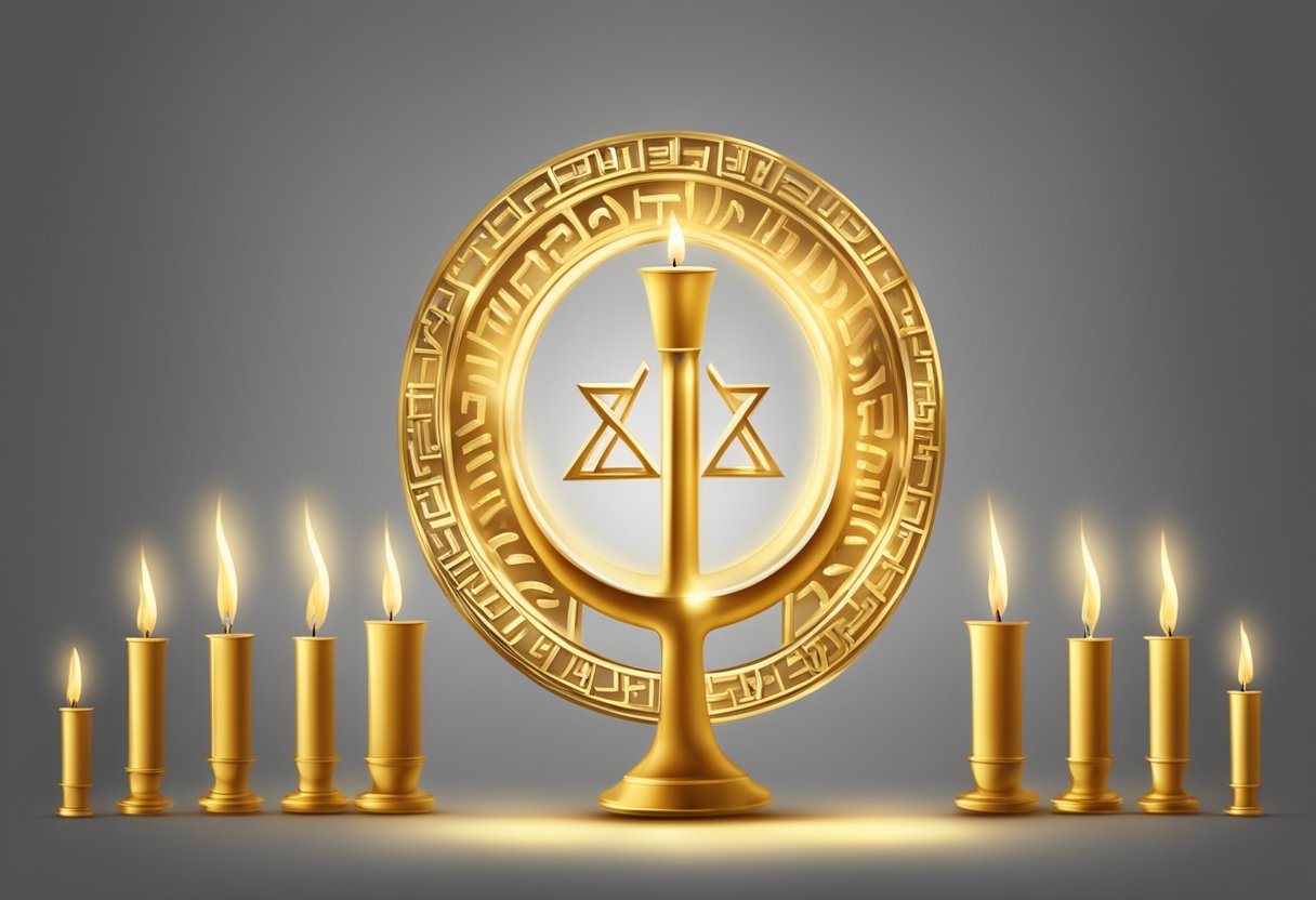 A glowing golden menorah illuminating ancient Hebrew letters