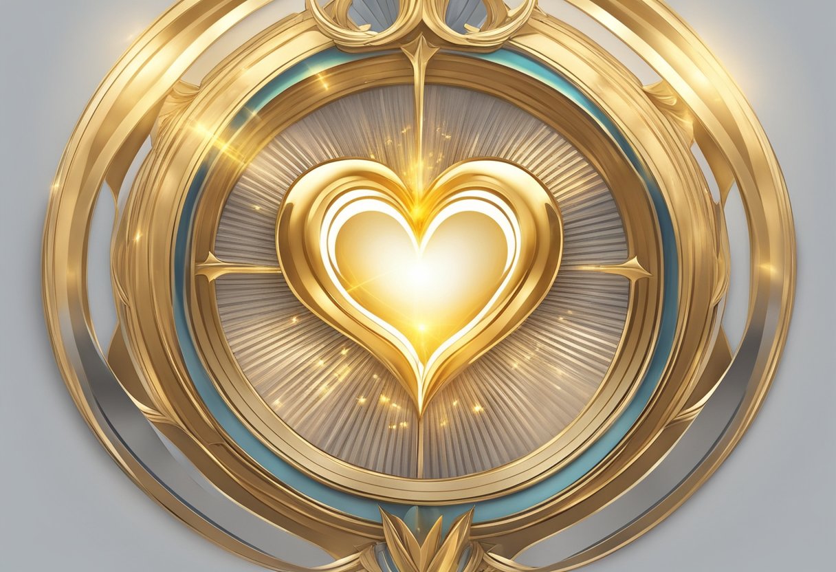 A radiant heart surrounded by a golden halo, emanating love and compassion