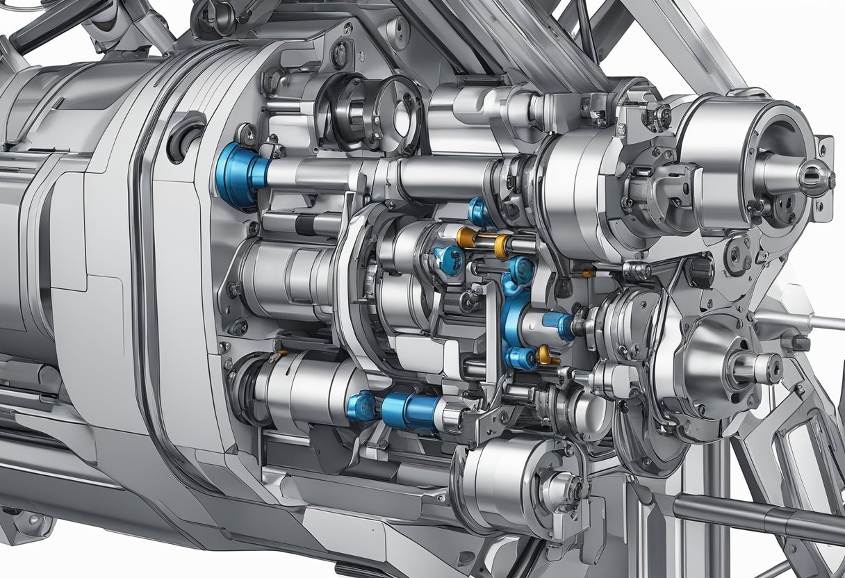 A close-up view of the AL-10388 Fork/Tilt Cylinder, showing its intricate mechanical components and hydraulic connections