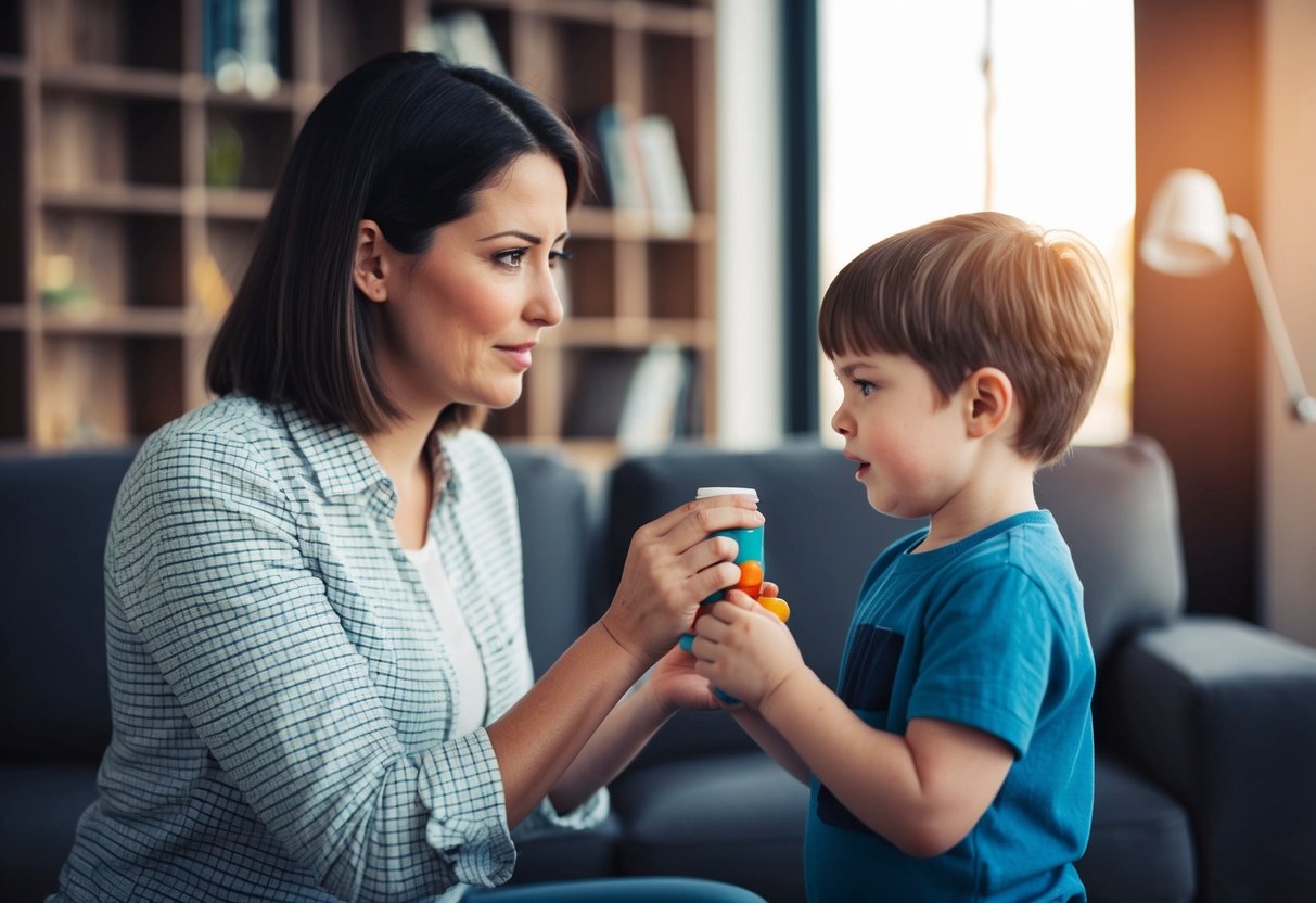 A parent calmly redirects a determined child away from a forbidden activity, while offering an alternative option