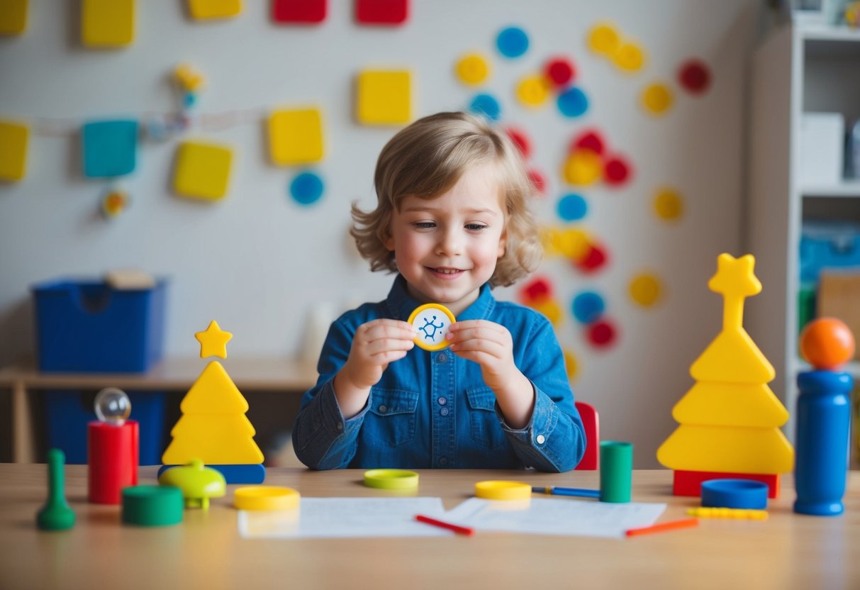 A child receives a token for positive behavior, surrounded by tools for addressing behavioral issues