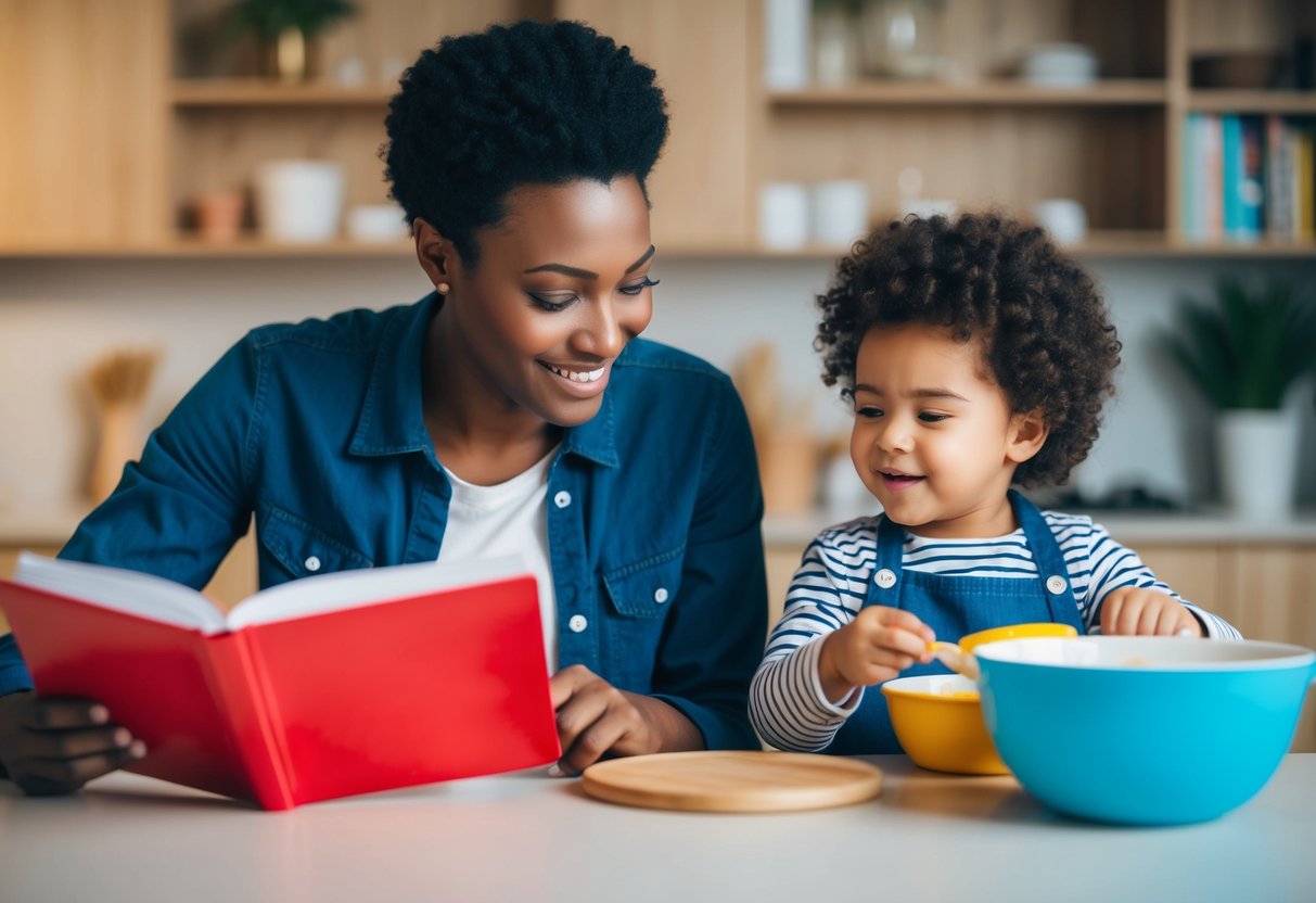 A parent and child engaged in various activities together, such as reading, playing, or cooking, with focused eye contact and genuine interaction