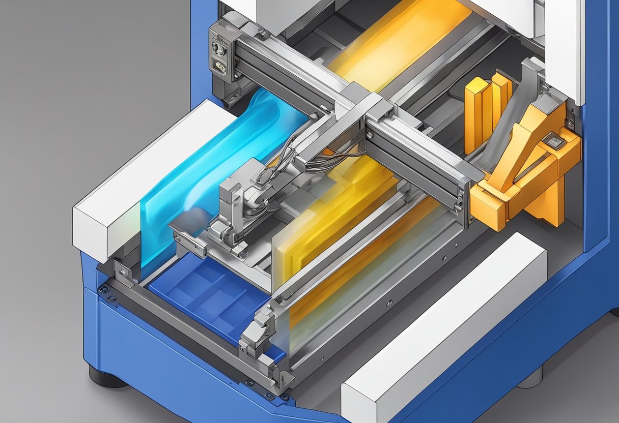 A 3D printer extruding material onto a build platform, creating a three-dimensional object