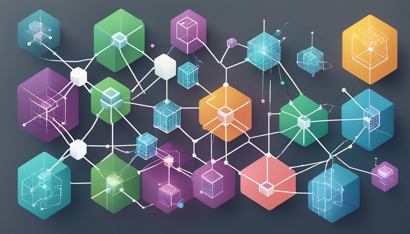 A cluster of interconnected nodes, with lines connecting them, representing the flow of data and algorithms within machine learning frameworks