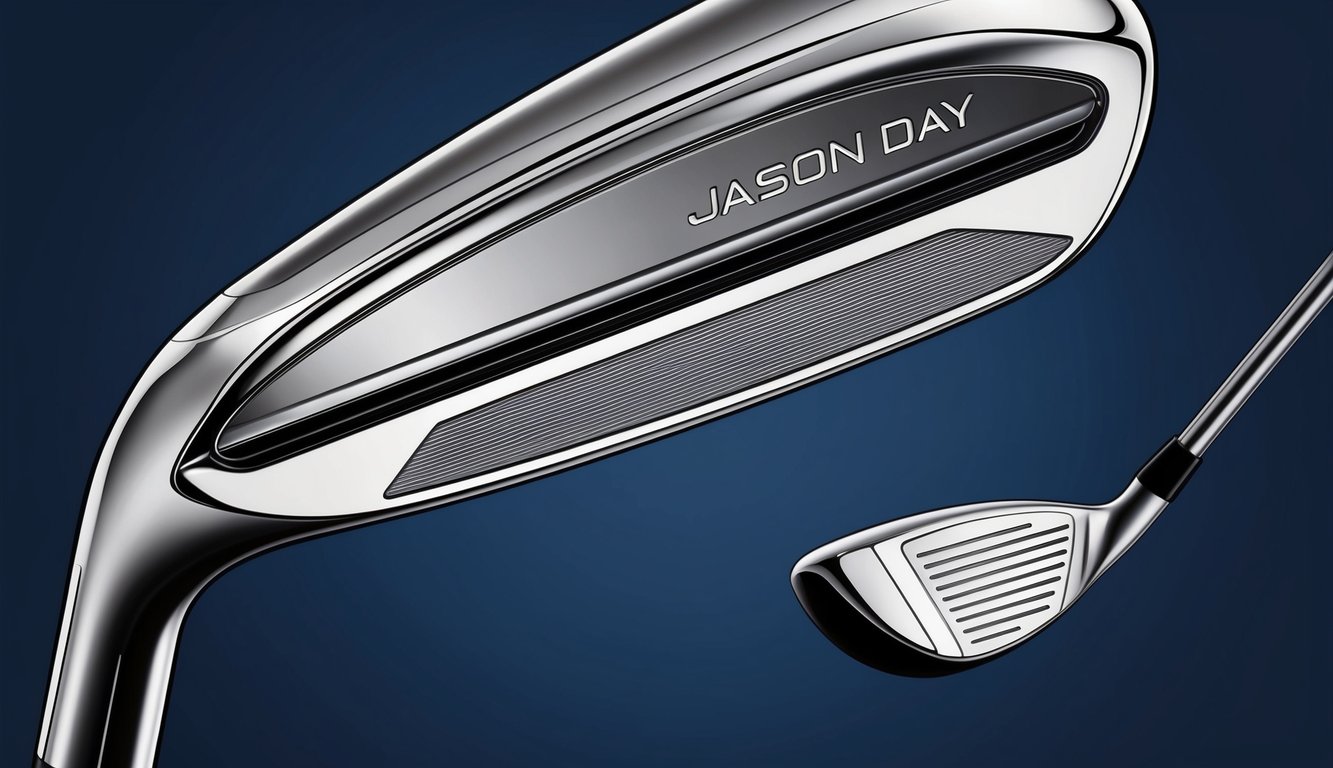 A close-up of Jason Day's golf clubs, highlighting the intricate details of the grip and shaft