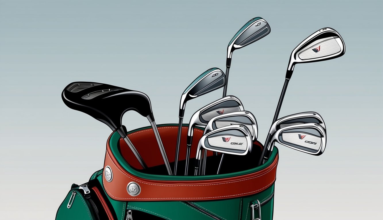 A golf bag open with Min Woo Lee's clubs neatly arranged