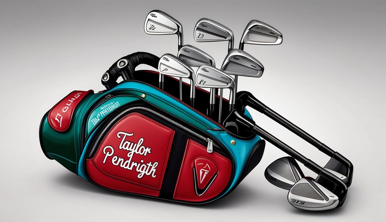 Taylor Pendrith's golf bag sits open, revealing a set of meticulously arranged clubs, each one carefully chosen to match his playing style and preferences