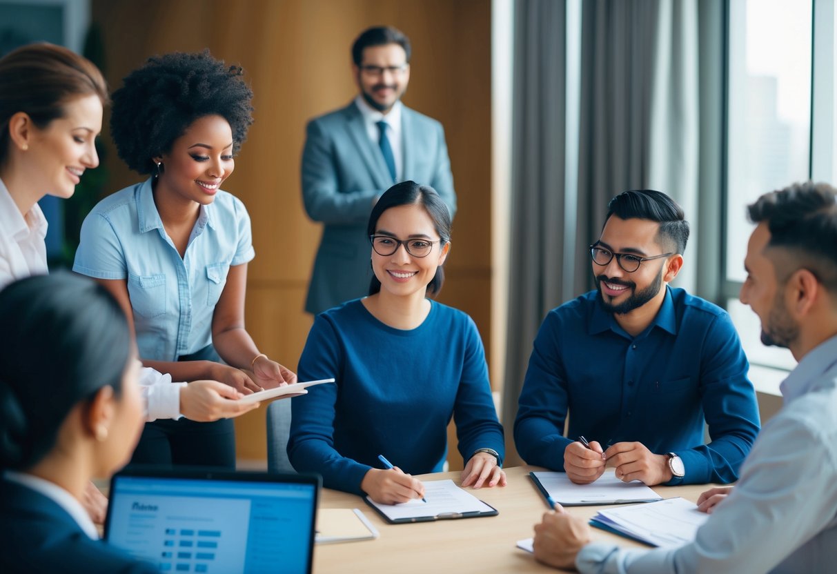 Un groupe de personnes recevant une formation et un soutien, tandis qu'UniHA négocie des conditions de prix avantageuses pour ses membres.