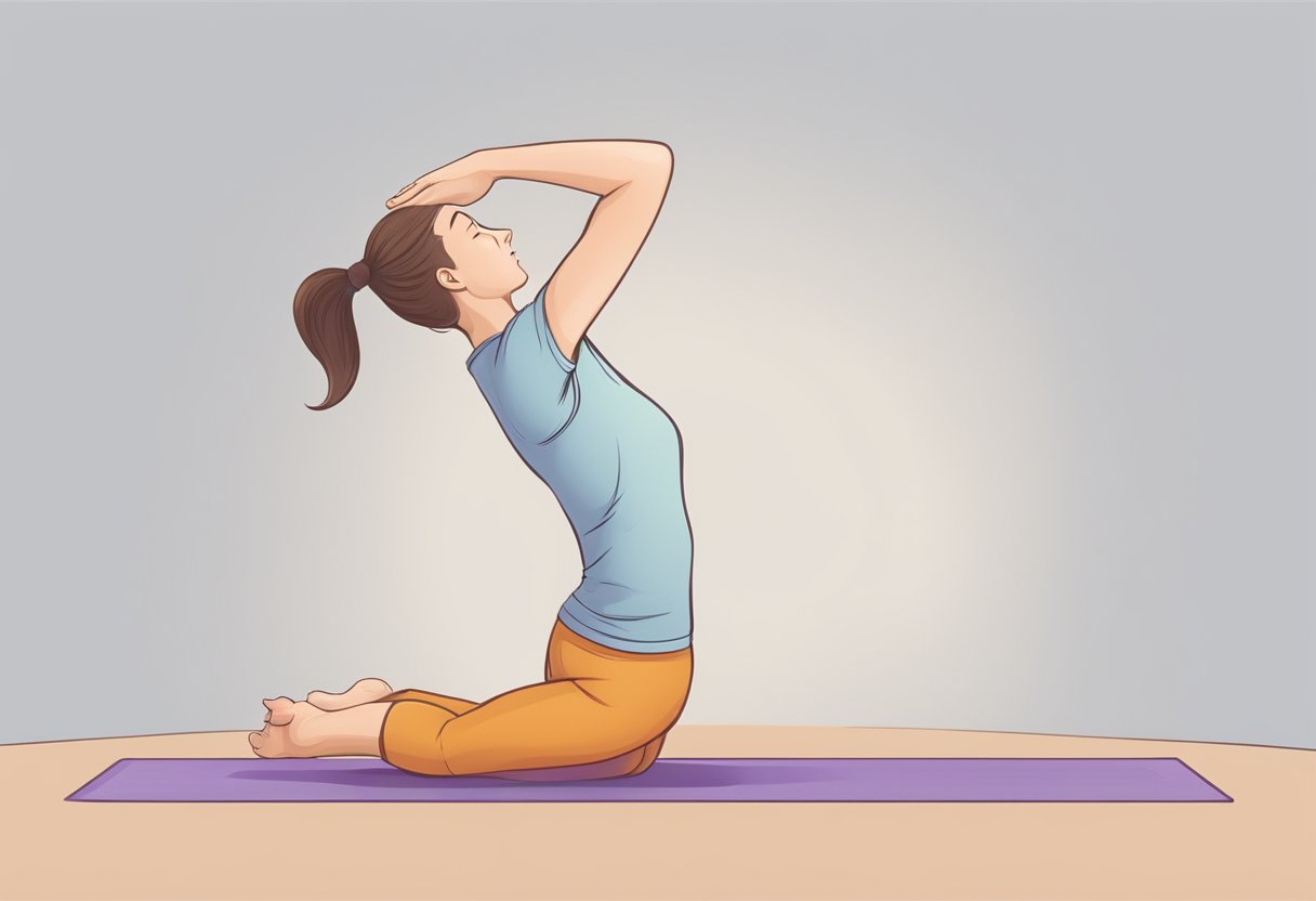 A person practicing yoga, focusing on back stretches and gentle movements to relieve pain from a bulging disc