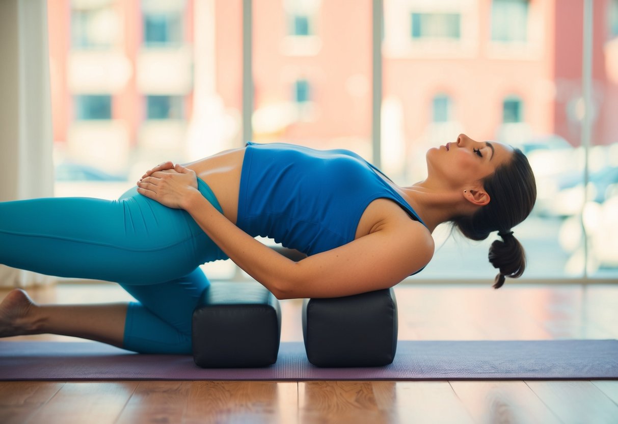 A person doing yoga or stretching exercises to relieve back pain