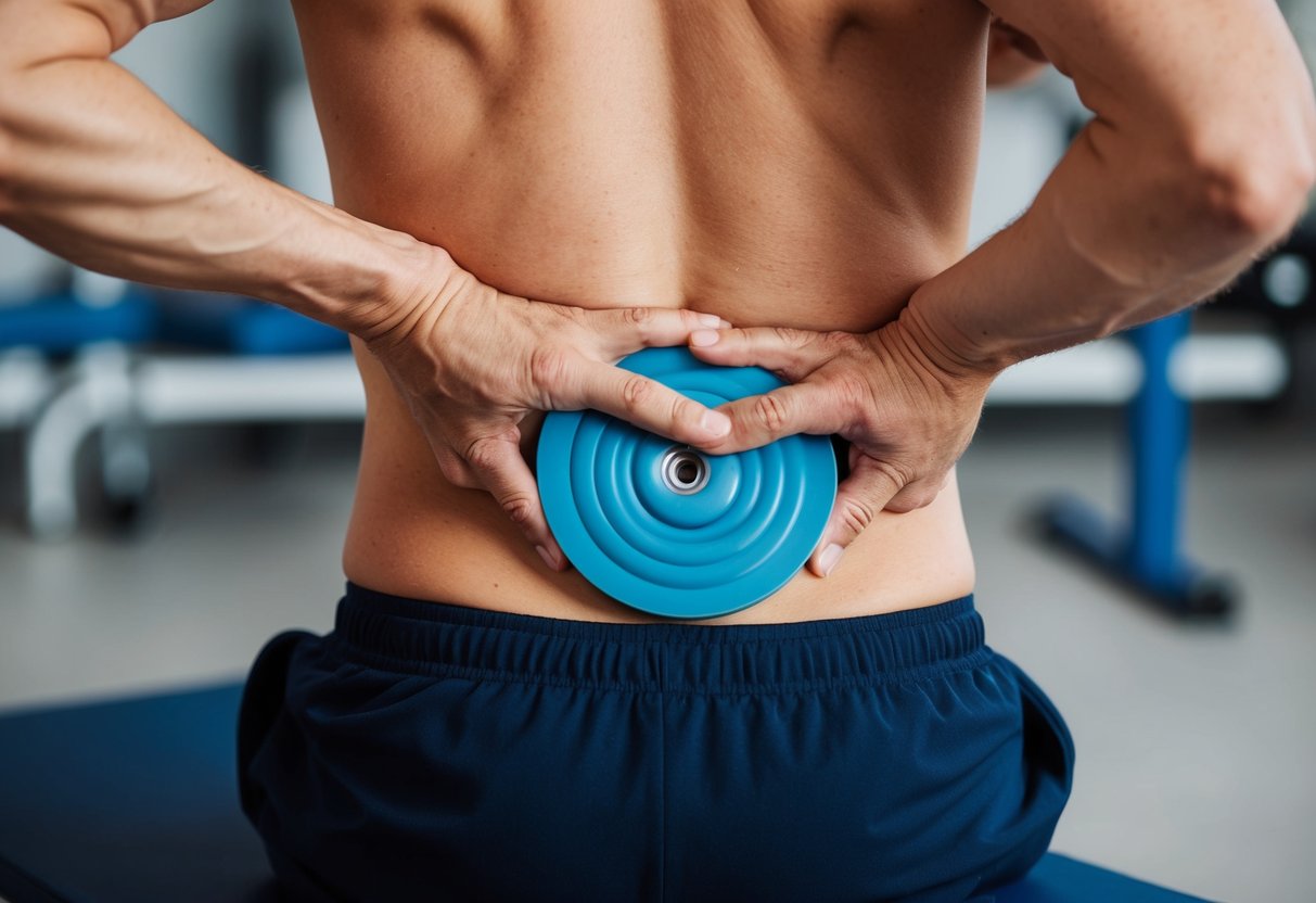 A taut, bulging disc presses against surrounding muscles, causing tension and discomfort