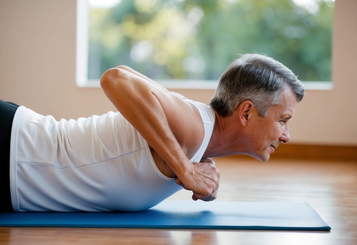 A person performing gentle stretches and exercises to manage a bulging disc or SI joint pain