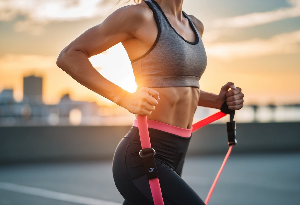 A person using resistance bands to train for running with a bulging disc