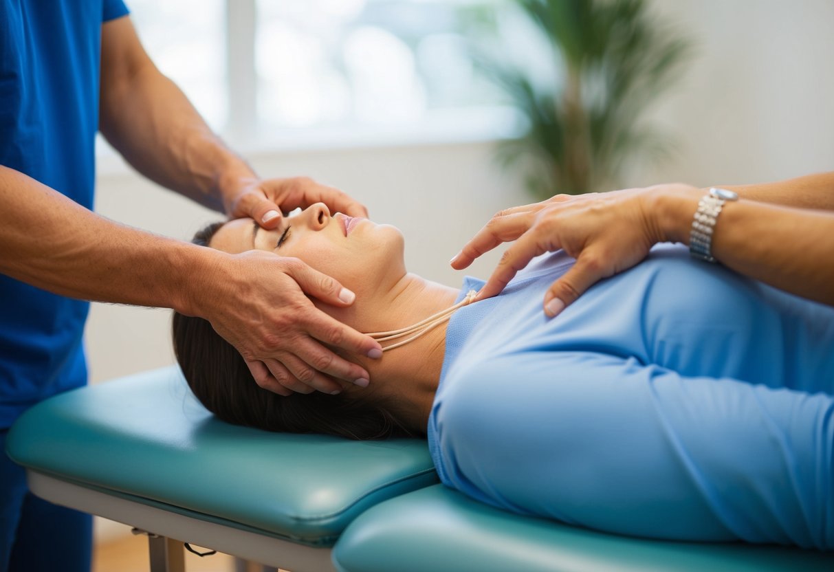 A person receiving physical therapy for bulging disc and nerve pain