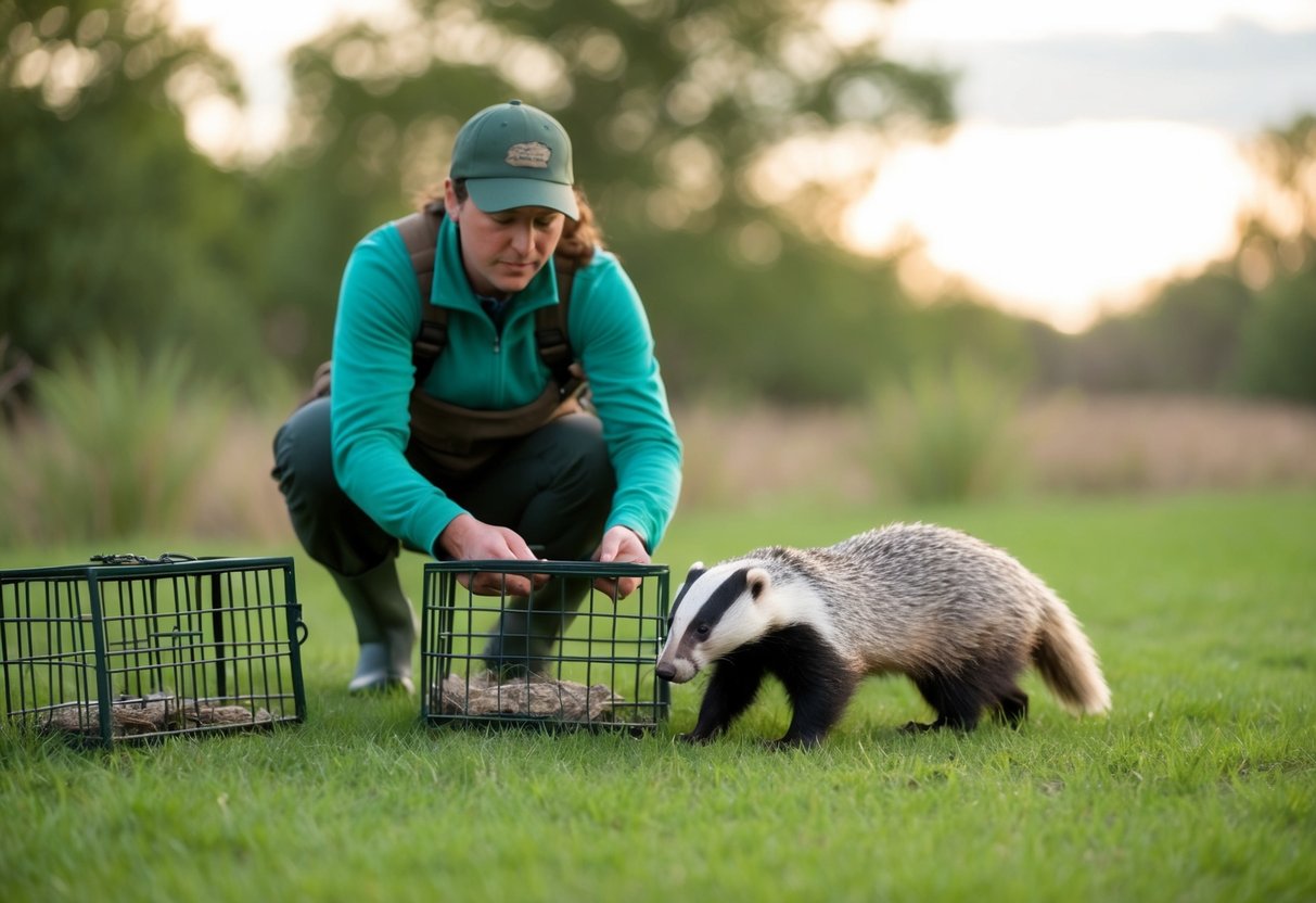 En bestemt person setter opp humane feller for å fange og flytte en plagsom grevling fra habitatet sitt