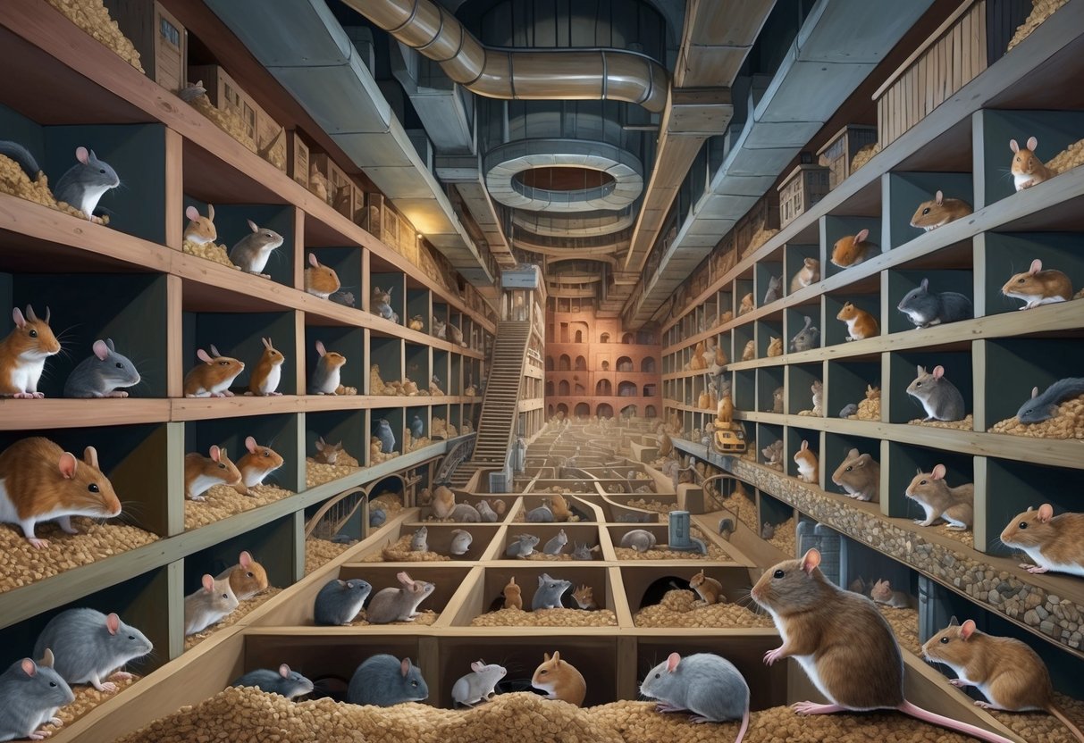 A bustling city of interconnected chambers and tunnels, filled with diverse rodent communities and social hierarchies